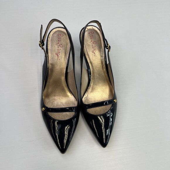 Lilly Pulitzer Kitten Heel Women 8.5 Sling Back Strap Brazil Work Party Core Go - Picture 2 of 12